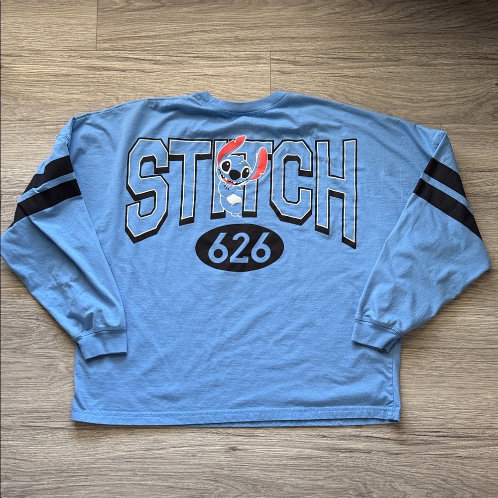 Disney Stitch Blue Long Sleeve Spirit Jersey Style Top Size XL 16/18